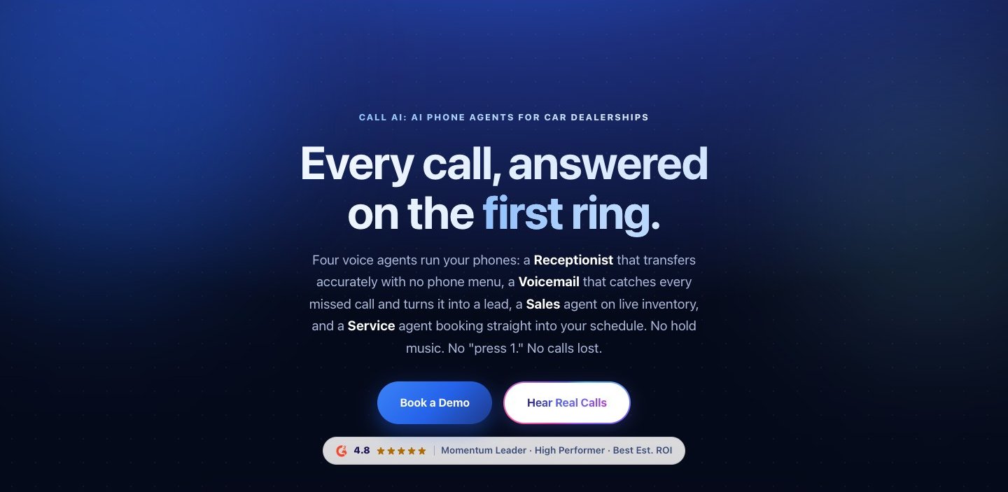 Страница Call AI. Рекламный макет. Источник. matador.ai/call-ai