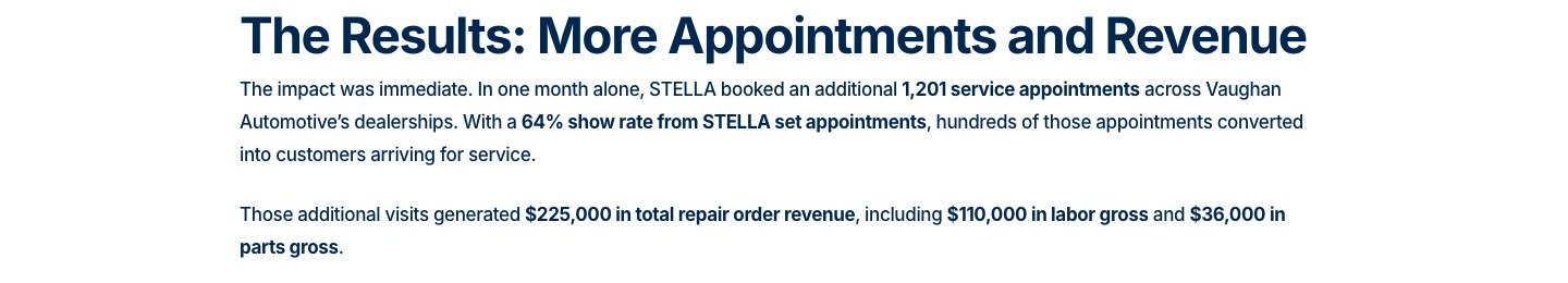 Итоги кейса Vaughan Automotive. Рекламный макет. Источник. stellaautomotive.com, кейс Vaughan Automotive